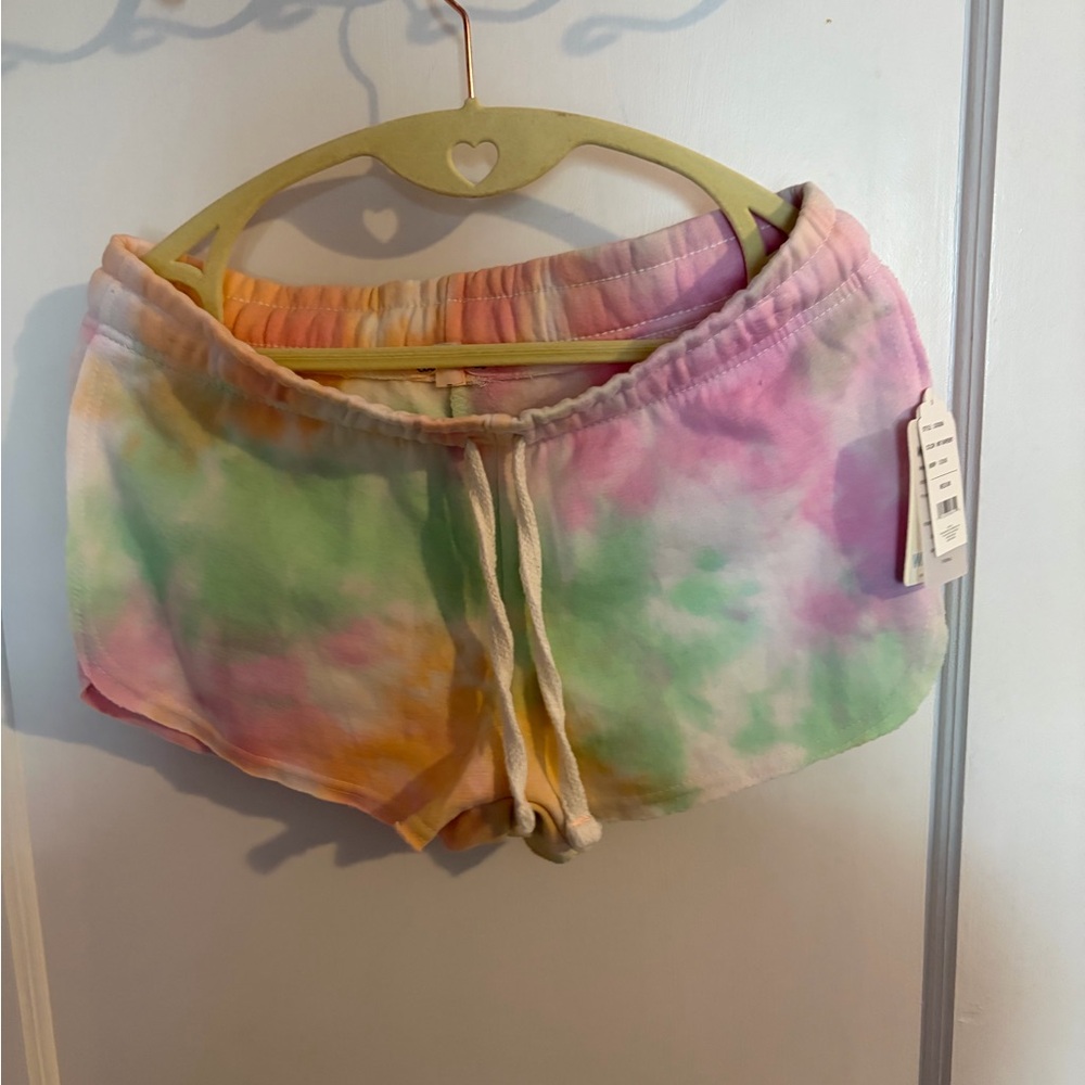 Tie-Dye Pastel Athletic Shorts - Pink, Green & Yellow
